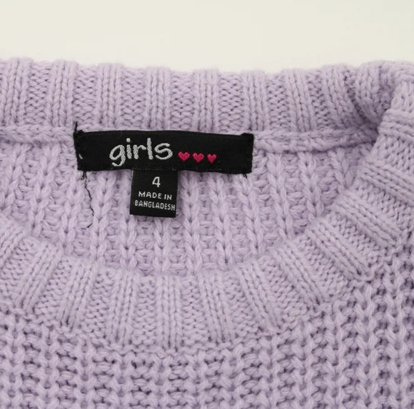 Girls Purple Knit Crewneck Sweater – Size 4 - Picture 4 of 5